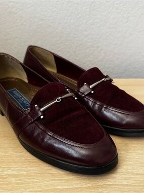 Karen Scott Women's Wine Leather & Suede Bit Loafers